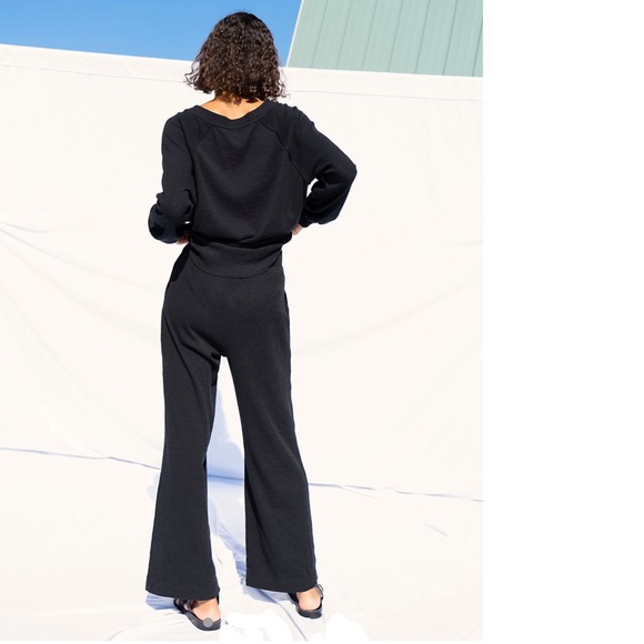 NEW FREE PEOPLE Black Knit 3pc Lounge Set Longline Cardigan, Sweater & Pants XS - Picture 2 of 13